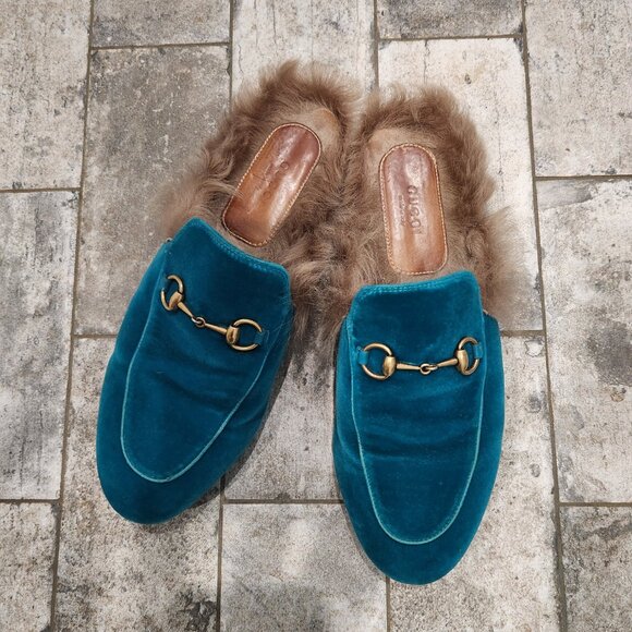 Gucci Turquoise Princetown Sandals or Flats, Authentic - Picture 2 of 9